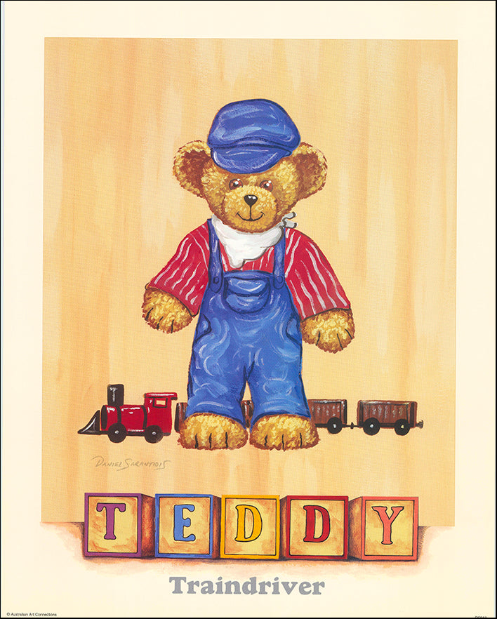 AAC DS010 Train driver Teddy by Daniel Sarantidis multiple sizes on paper