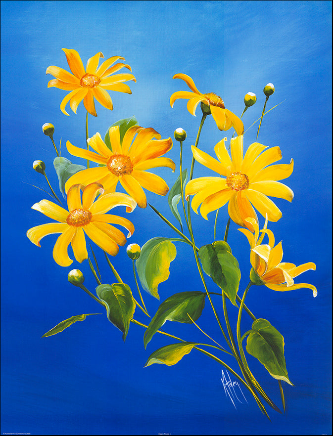 AAC KF015 Happy Flower 1 by Karen Foley 60x79cm on paper - Chamton
