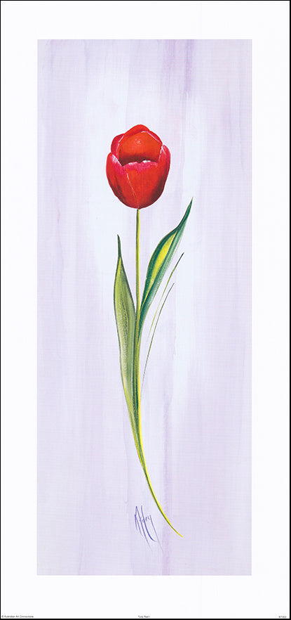 AAC KF053 Tulip Red I by Karen Foley 37x78cm on paper