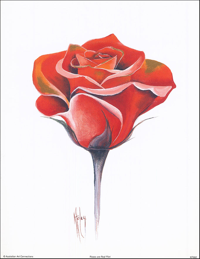 AAC KF082 Roses are Red Flirt by Karen Foley 27x35cm on paper - Chamton