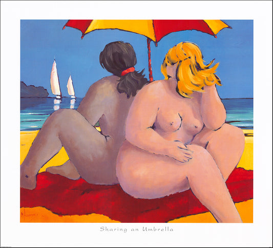 AAC MK010 Sharing an Umbrella by Marino Kounias 76x68cm on paper
