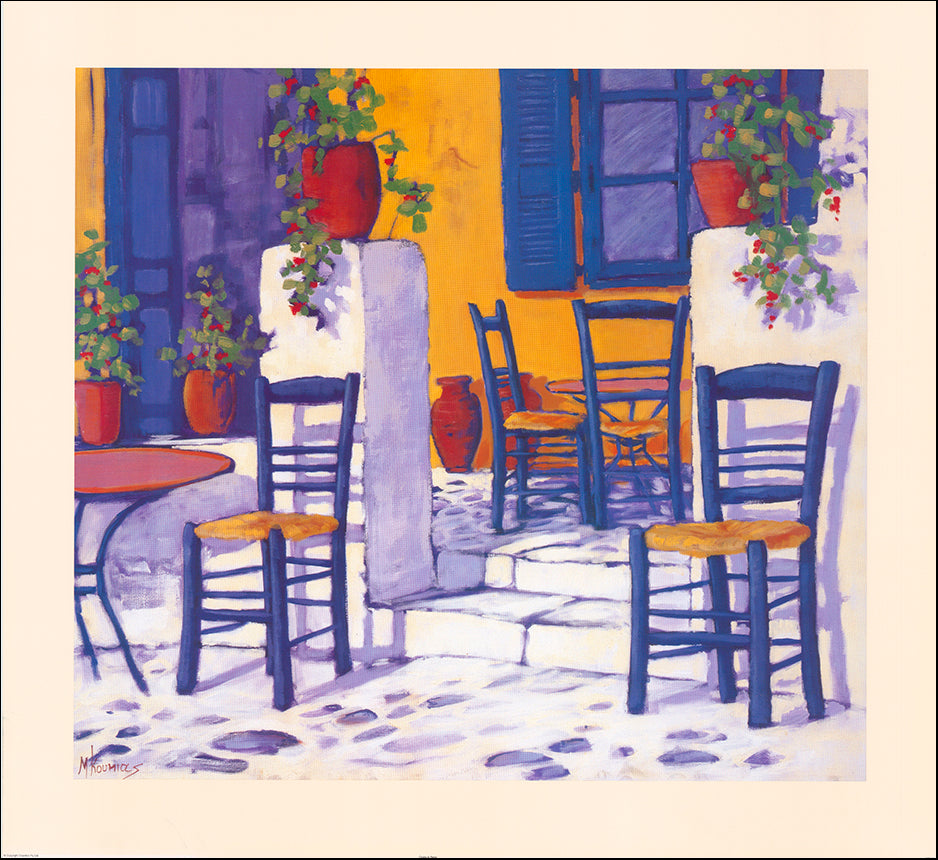 AAC MK015 Chairs on Patio by Marino Kounias 75x68cm on paper