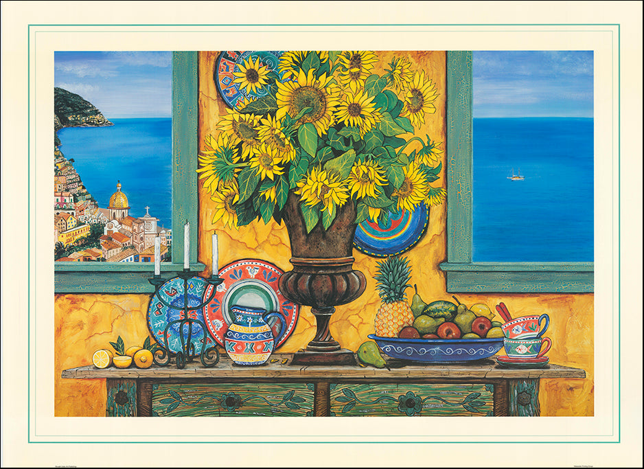 AAC SBO309 Sunflowers & Positano View by Sarina multiple sizes on paper