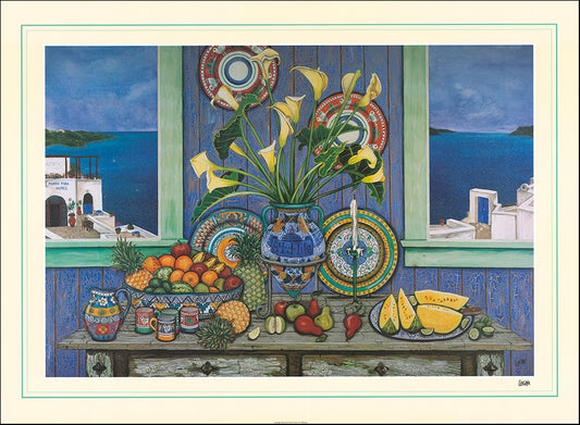 AAC SBO437 Calla Lilies & Santorini View by Sarina multiple sizes on paper