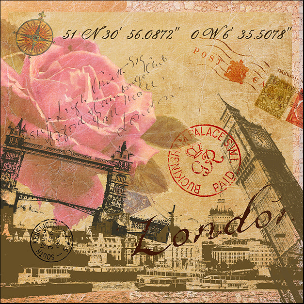 ALIZOE110949 Latitude and Longitude Travel to London, by Art Licensing Studio, available in multiple sizes