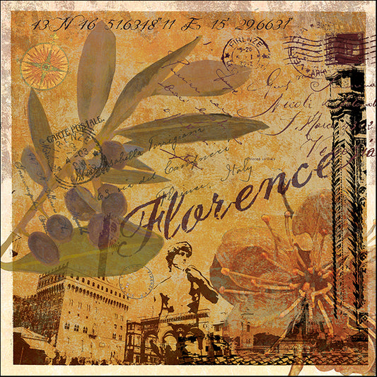 ALIZOE110951 Latitude and Longitude Travel to Florence, by Art Licensing Studio, available in multiple sizes
