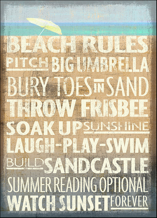 ALIZOE134287 Beach Rules, by Art Licensing Studio, available in multiple sizes - Chamton