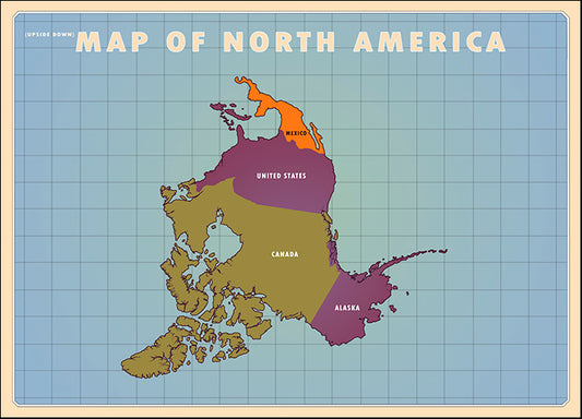 AMEFLA121783 Upside Down North America, by American Flat, available in multiple sizes