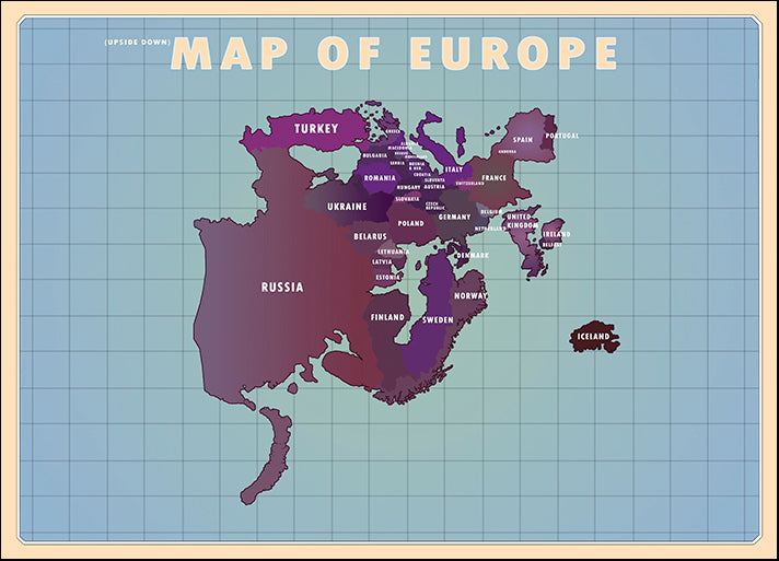 AMEFLA121784 Upside Down Europe, by American Flat, available in multiple sizes