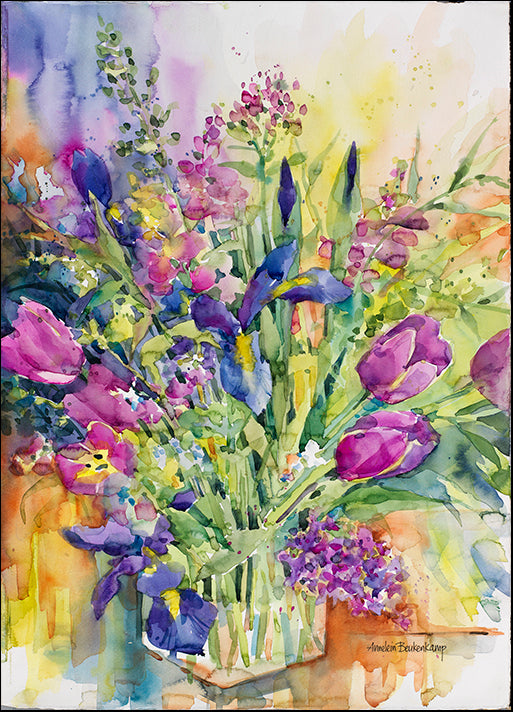 ANNBEU69540 Iris Blue And Tulips Too, by Annelein Beukenkamp, available in multiple sizes
