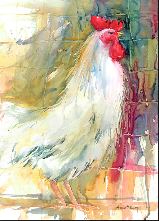 ANNBEU70992 White Rooster, by Annelein Beukenkamp, available in multiple sizes