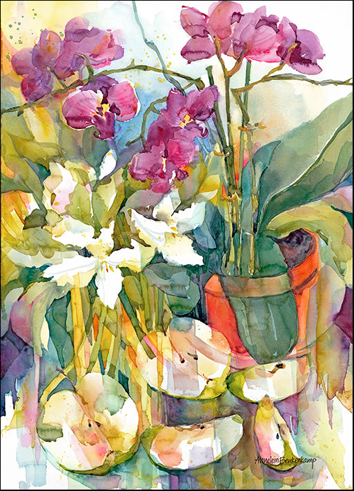 ANNBEU71030 Apples and Orchids, by Annelein Beukenkamp, available in multiple sizes