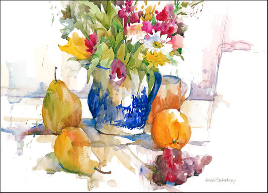 ANNBEU78113 Blue Patterned Jug, by Annelein Beukenkamp, available in multiple sizes - Chamton