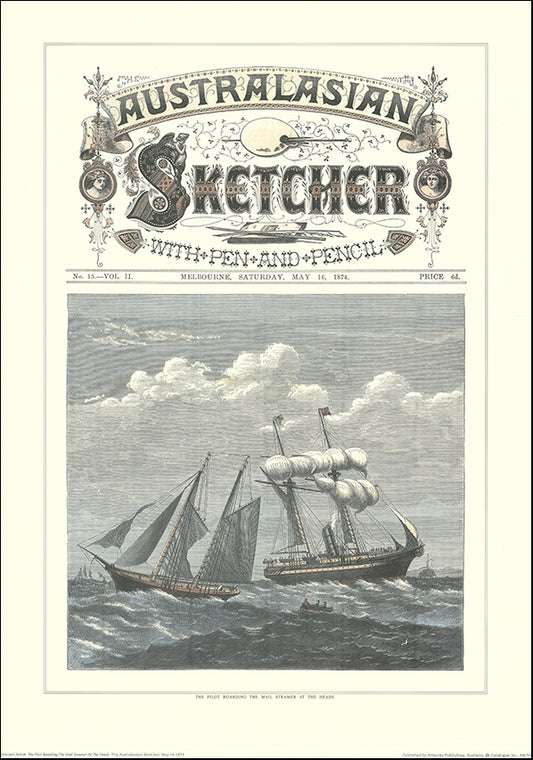 AW 574 The Pilot boarding the Mail steamer at the Heads 49x69cm on paper