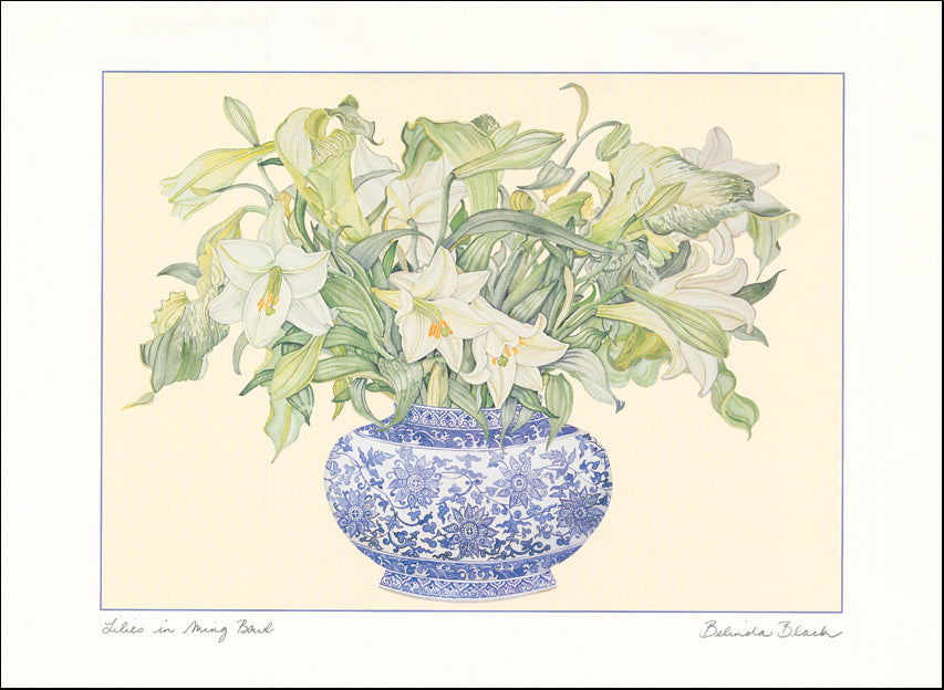 AW BB523 Lillies in a Ming Bowl by Belinda Black 61x45cm Paper - Chamton