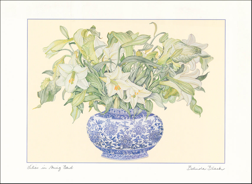 AW BB523 Lillies in a Ming Bowl by Belinda Black 61x45cm Paper