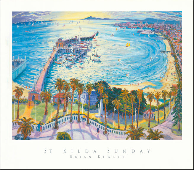 AW GEO3260 Brian Kewley 77x67cm on paper, St Kilda Sunday - Chamton