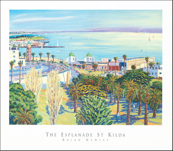 AW GEO3422 Brian Kewley 77x67cm on paper, The Esplanade St Kilda