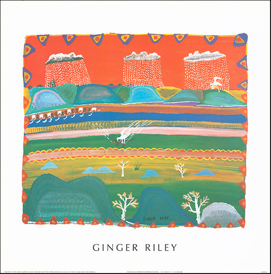 AW GR745 Football the wet & Limmen Bight  Country 1997 by Ginger Riley 70x70cm on paper