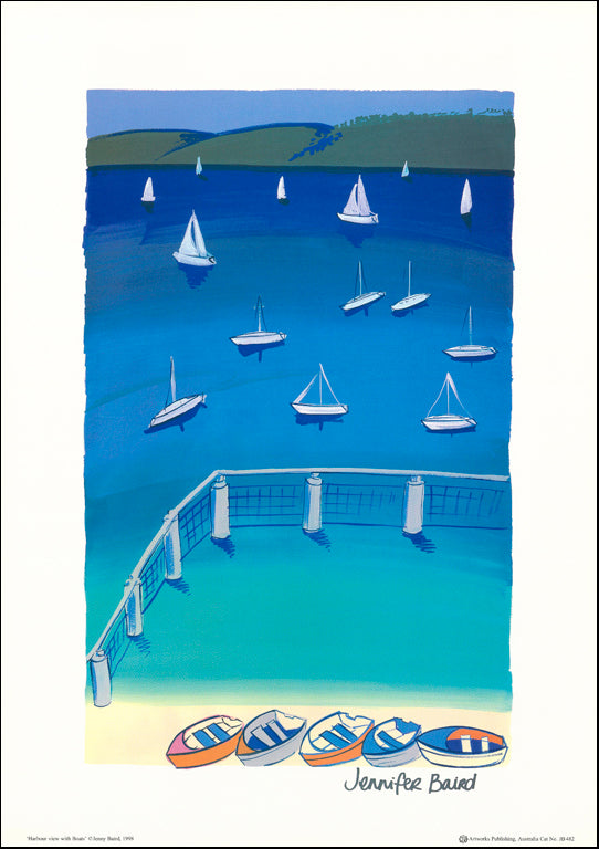 AW JB482 Jennifer Baird 42x59cm on paper, Harbour View with Boats
