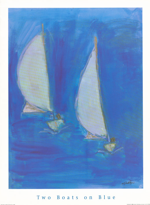 AW JB508 Julie Barr 62x80cm on paper, Two Boats on Blue