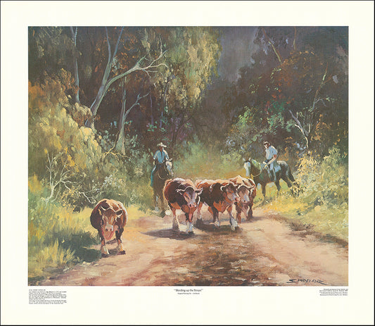 AW JS104 Herding Up the Strays by John Sindelar 67x58cm on paper