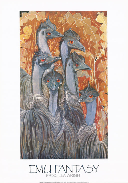 AW PW422 Priscilla Wright 69x99cm on paper Emu Fantasy