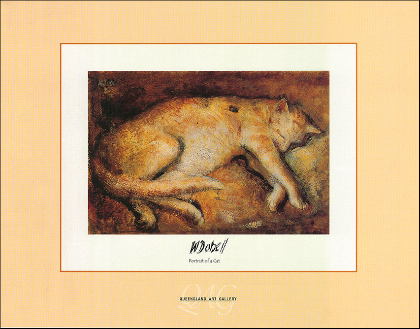 AW WD584 Portrait of a Cat 1945 QAG by William Dobell 1899 to 1970 45x35cm on paper