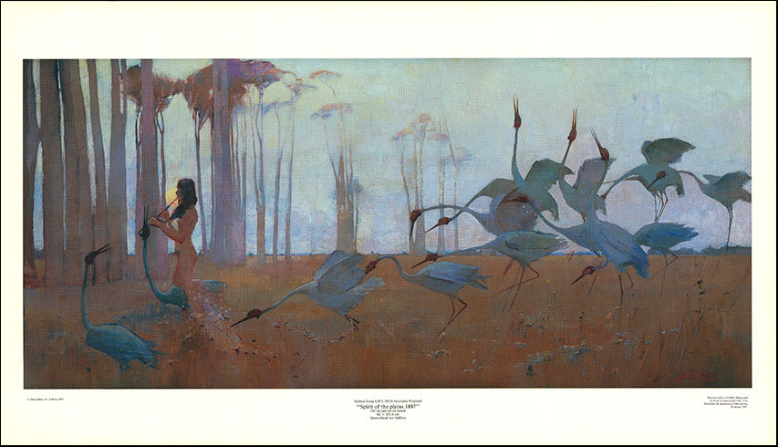 AW SL01 Spirit of the Plains 1897 QAG by Sydney Long 1871 to 1955 69x39cm on paper