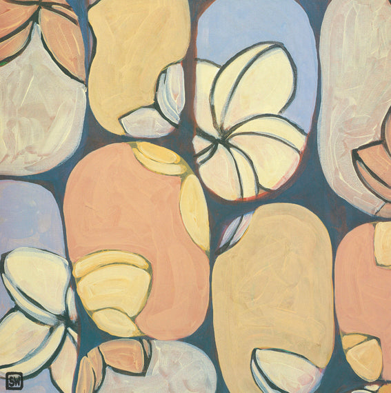 AW SW777 Retro Frangipani 1 by Sally West 50x50cm on paper