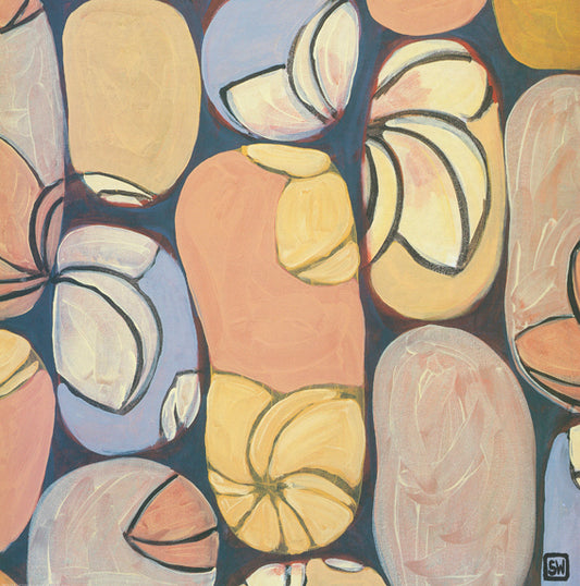 AW SW778 Retro Frangipani 2 by Sally West 50x50cm on paper