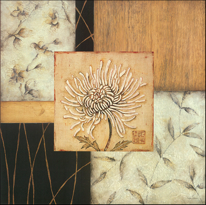 A A3978 Wood Block Chrysanthemum by Regina Andrew 50x50cm on paper