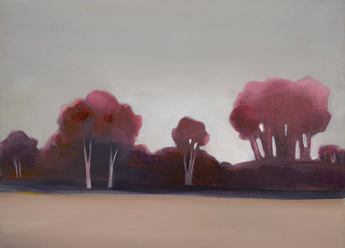 100342 Maroon Trees Landscape, by Abrams, available in multiple sizes - Chamton