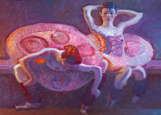 82214 Seated Dancers in Rose, by Asaro, available in multiple sizes - Chamton