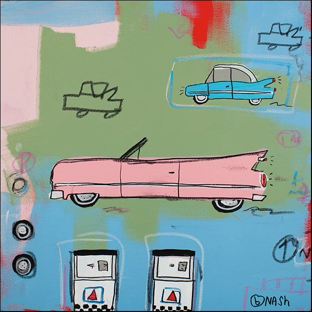 BRINAS111828 Pink Car, by Brian Nash, available in multiple sizes