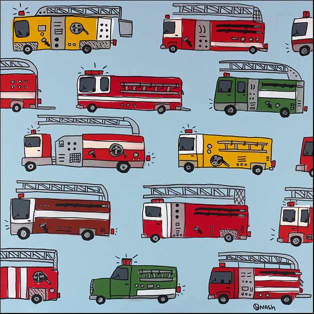 BRINAS122726 Fire Truck Blue, by Brian Nash, available in multiple sizes