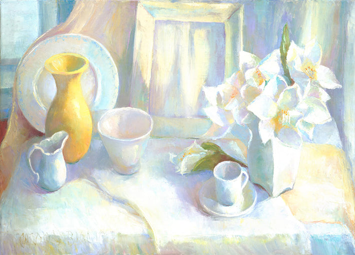 79438 Still Life in Tones of White, by Biggio, available in multiple sizes - Chamton