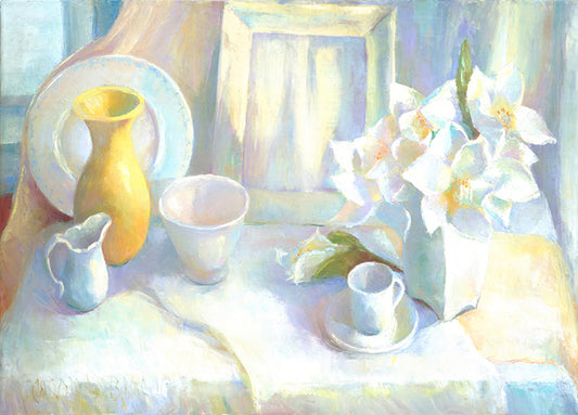 79438 Still Life in Tones of White, by Biggio, available in multiple sizes - Chamton