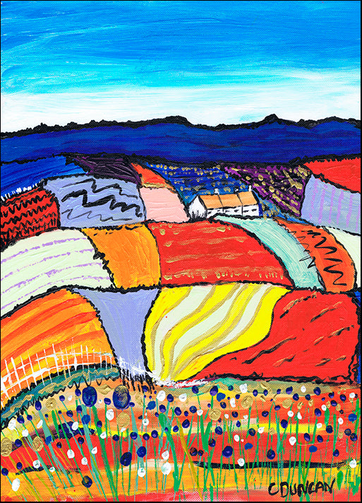 CARDUN135866 Row Of Cottages In Fettercairn, by Caroline Duncan ART, available in multiple sizes - Chamton