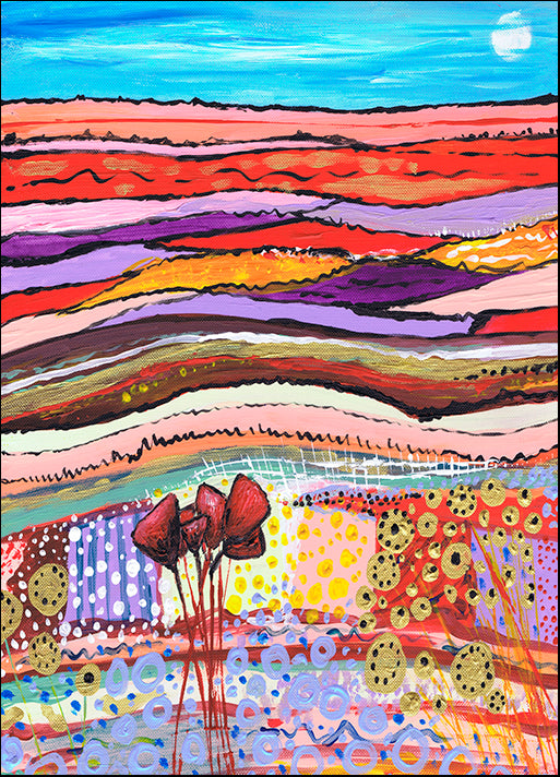 CARDUN135875 Tulips In A Field, by Caroline Duncan ART, available in multiple sizes - Chamton