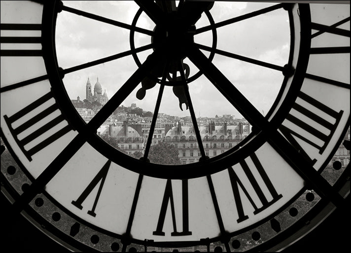 CHRBLI96017 Big Clock Horizontal Black and White, by Chris Bliss, available in multiple sizes