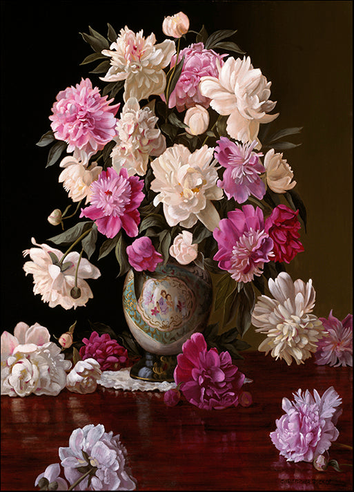 CHRPIE98074 Peonies in a Japanese Vase, by Christopher Pierce, available in multiple sizes - Chamton