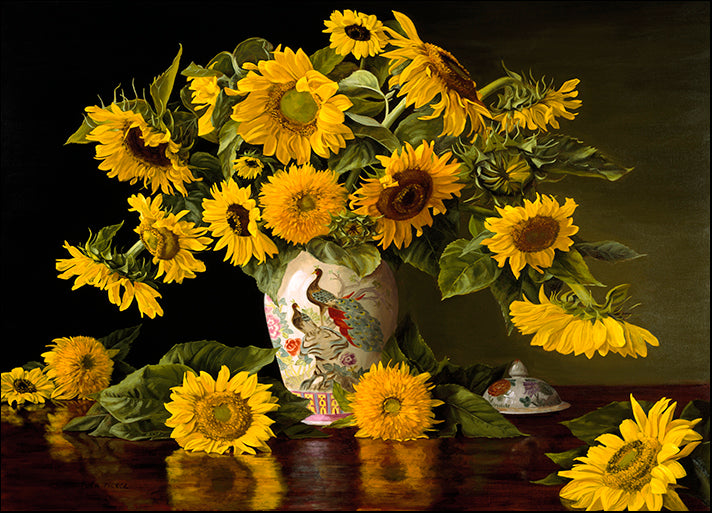 CHRPIE98084 Sunflowers in Chinese Peacock Vase, by Christopher Pierce, available in multiple sizes