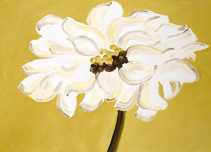 70387 White Flower on Ochre, by Chemaly, available in multiple sizes