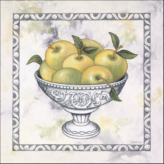 DEBLAK36397 Green Apples In A Silver Bowl, by Debra Lake, available in multiple sizes
