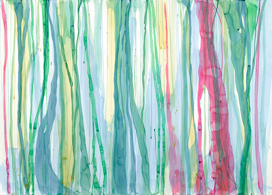 90819 Green Watercolour Runs, by Dryz, available in multiple sizes