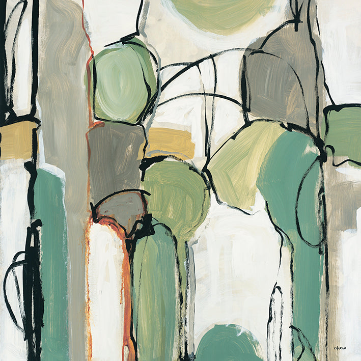 ECHA-101, Teal Circular Tranquility abstract,  available in multiple sizes