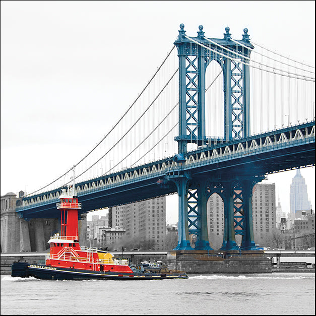 ERICLA92103 Manhattan Bridge with Tug Boat, by Erin Clark, available in multiple sizes