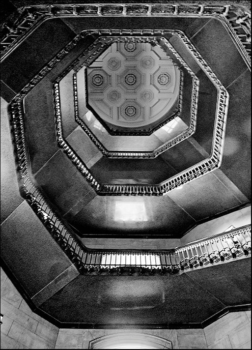ERICLA92188 City Hall Stairwell (b/w), by Erin Clark, available in multiple sizes