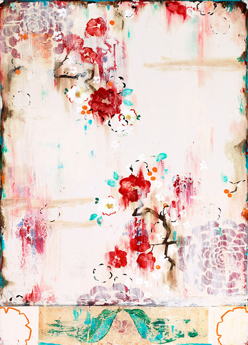 87263 Floral Print with Birds, by Fraga, available in multiple sizes